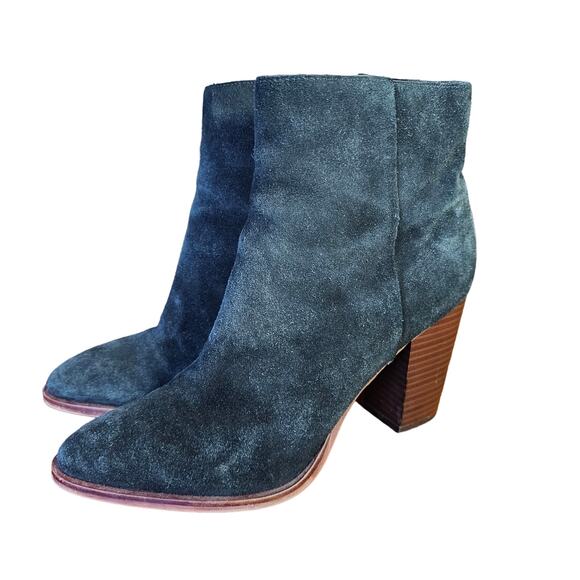 Sam Edelman Blake Black Suede Heels Boots Booties Side Zipper Block Heel 8.5 EUC - Picture 1 of 12